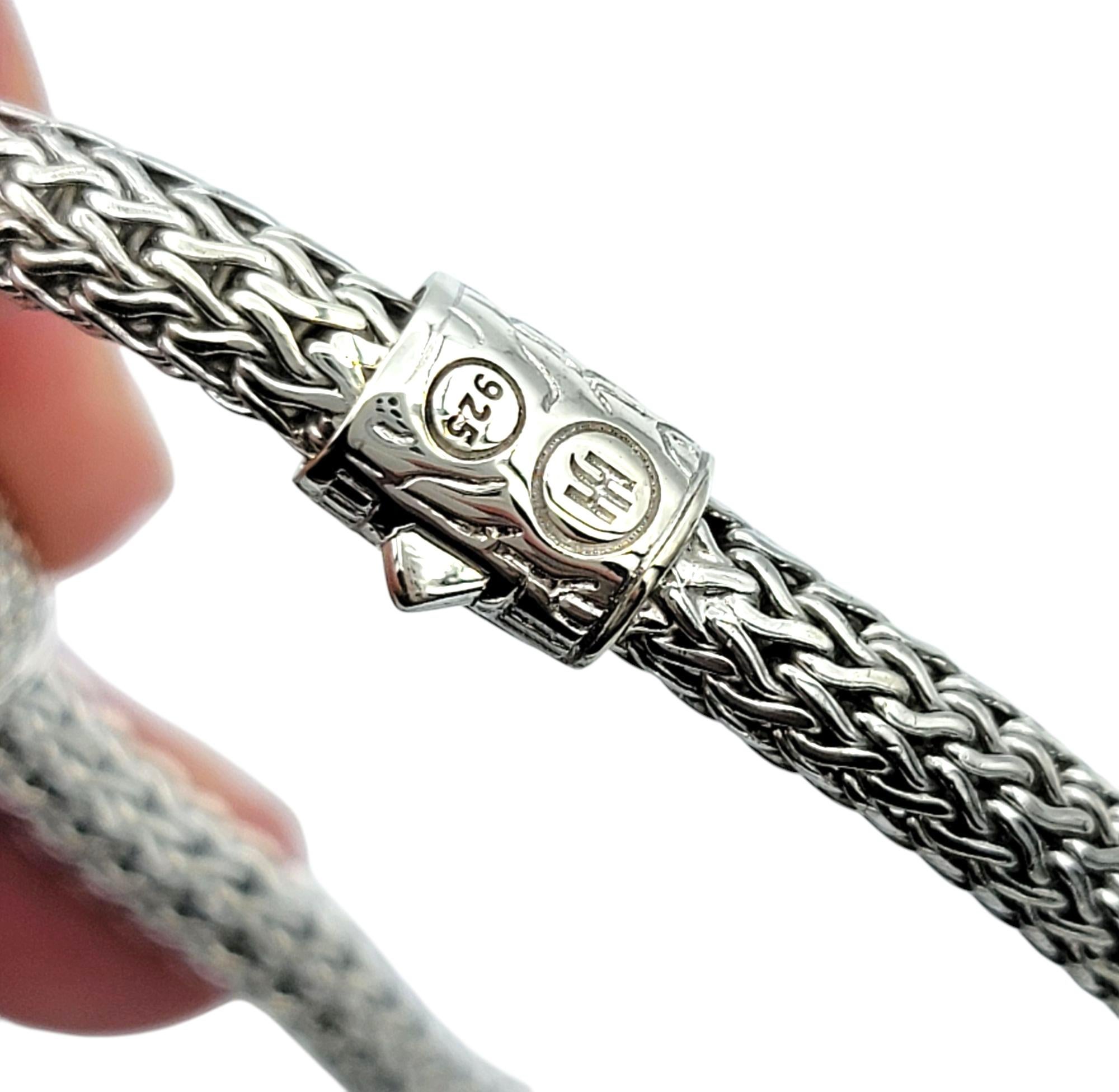 John Hardy Bracciale Icon con catena intrecciata e pavé di diamanti in A. Silver 925 in vendita 1