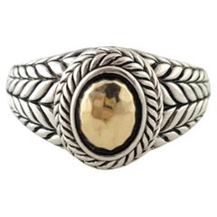 John Hardy JAi 14K Yellow Gold Sterling Silver Basketweave Ring Size 7 #17494