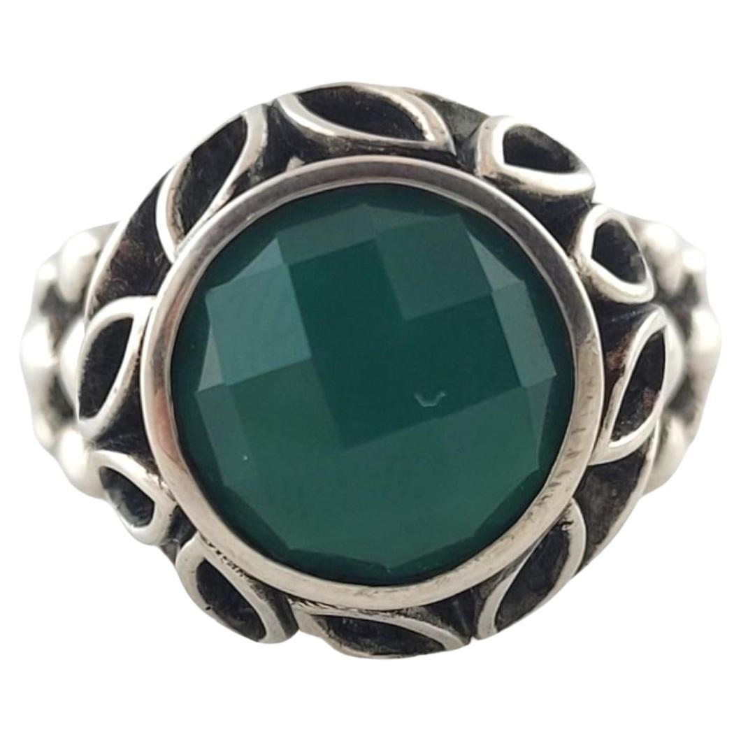 John Hardy JAi Sterling Silver Green Faceted Stone Ring Size 6 #17849