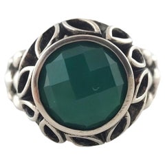 John Hardy JAi Sterling Silver Green Faceted Stone Ring Size 6 #17849