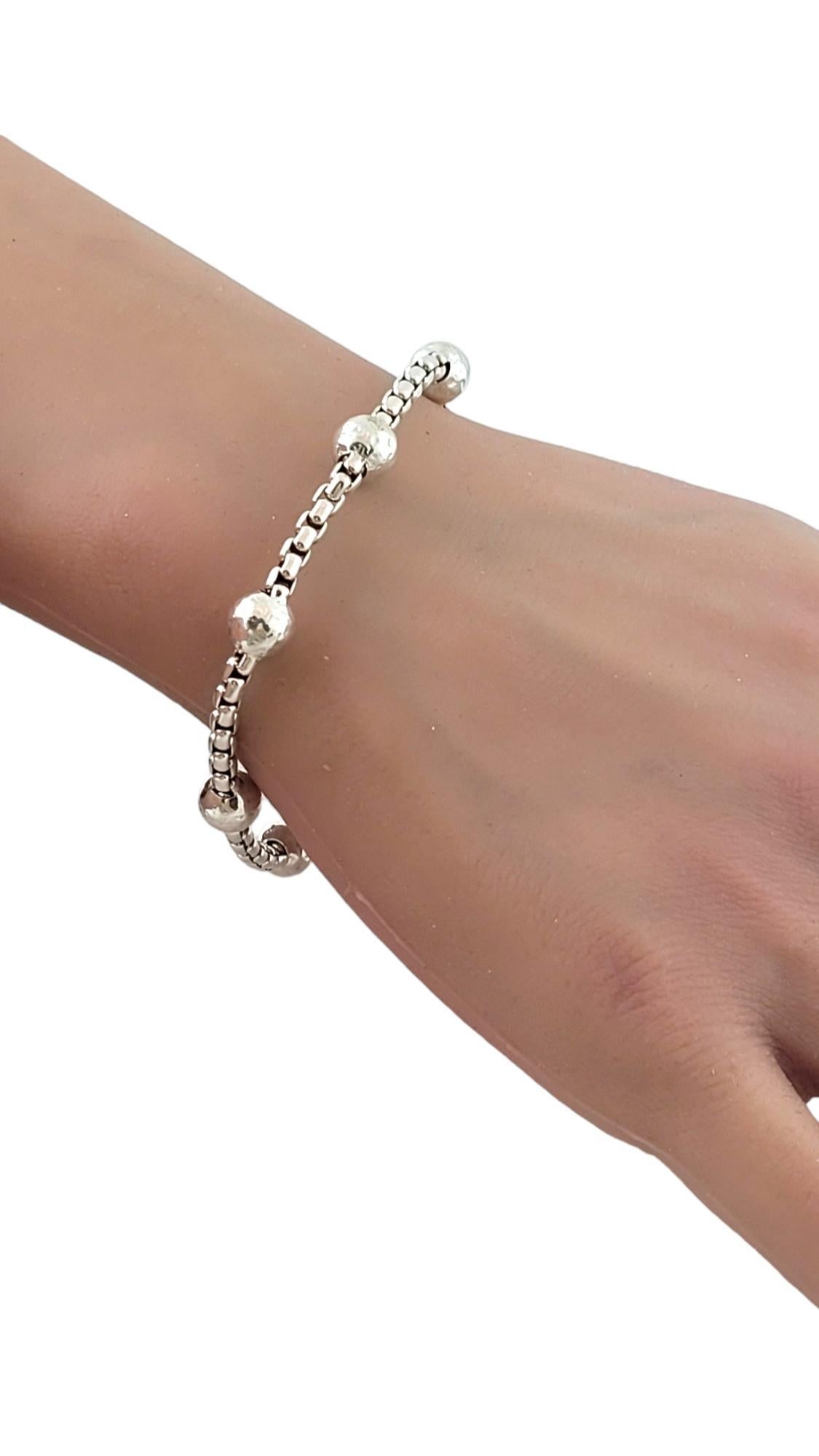 John Hardy JAi Sterling Silver Hammered Bead Box Chain Bracelet #17478 For Sale 3