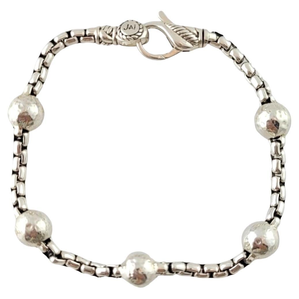 John Hardy JAi Sterling Silver Hammered Bead Box Chain Bracelet #17478 For Sale