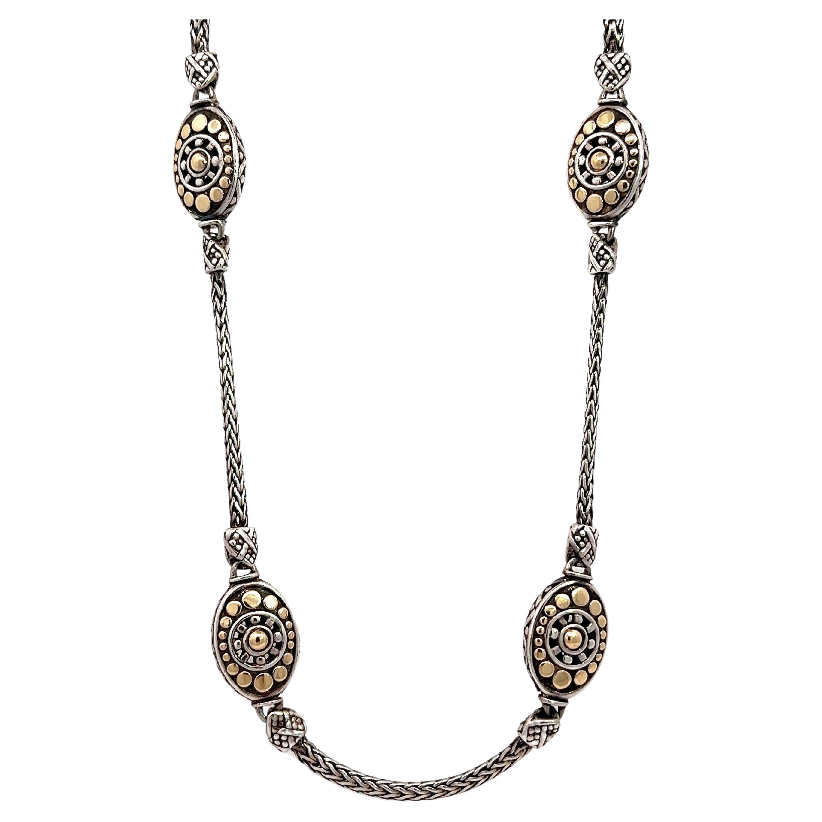 DelPia, Collana Donna 2Begold in Oro 18kt e Argento Sterling 925 con Ovali e Cristalli Luminosi (45cm
