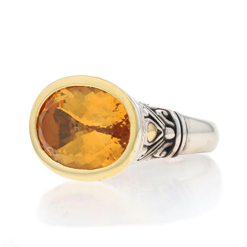 John Hardy Jaisalmer Citrine Cocktail Solitaire Ring - Sterling Silver 18k Oval In condizioni ottime in vendita a Greensboro, NC