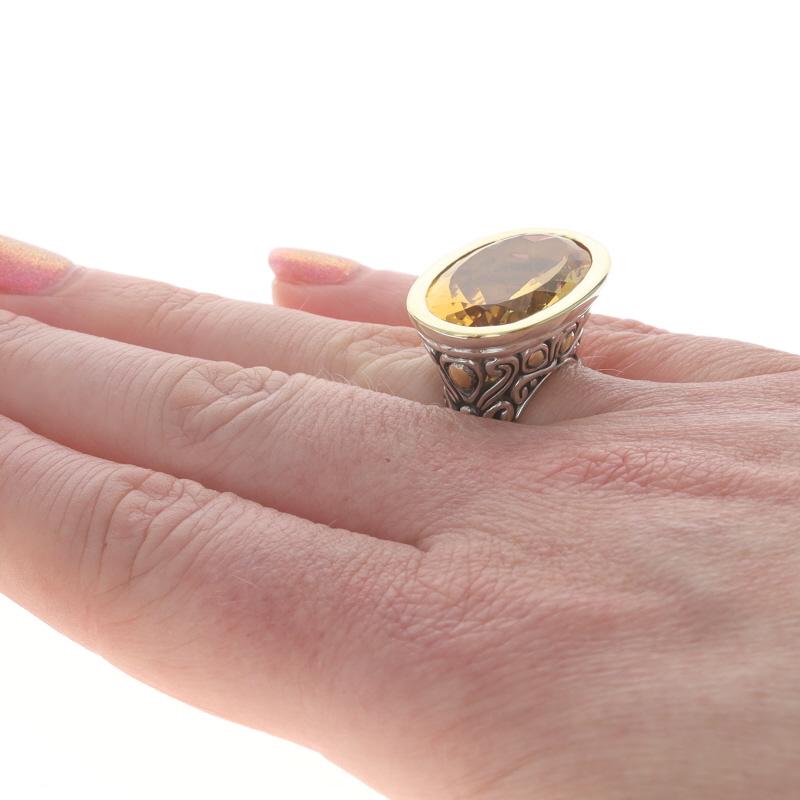 Donna John Hardy Jaisalmer Citrine Cocktail Solitaire Ring - Sterling Silver 18k Oval in vendita