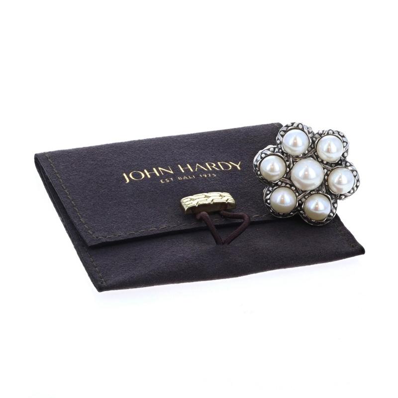 John Hardy Jaisalmer Cultured Pearl Cocktail Ring Sterling 925 Yellow Gold 18k For Sale 6