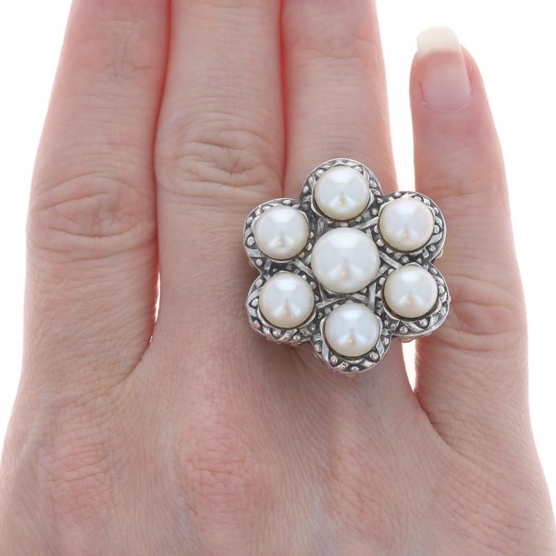 Bead John Hardy Jaisalmer Cultured Pearl Cocktail Ring Sterling 925 Yellow Gold 18k For Sale