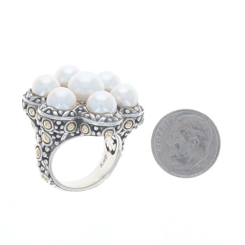 John Hardy Jaisalmer Cultured Pearl Cocktail Ring Sterling 925 Yellow Gold 18k For Sale 1