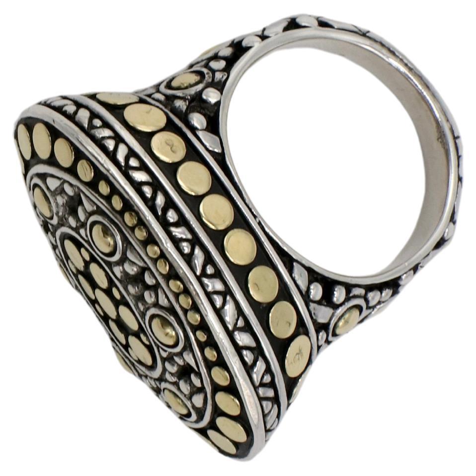 De las mujeres John Hardy Jaisalmer Sterling Silver & 18K Yellow Gold Oval Dot Dome Ring en venta