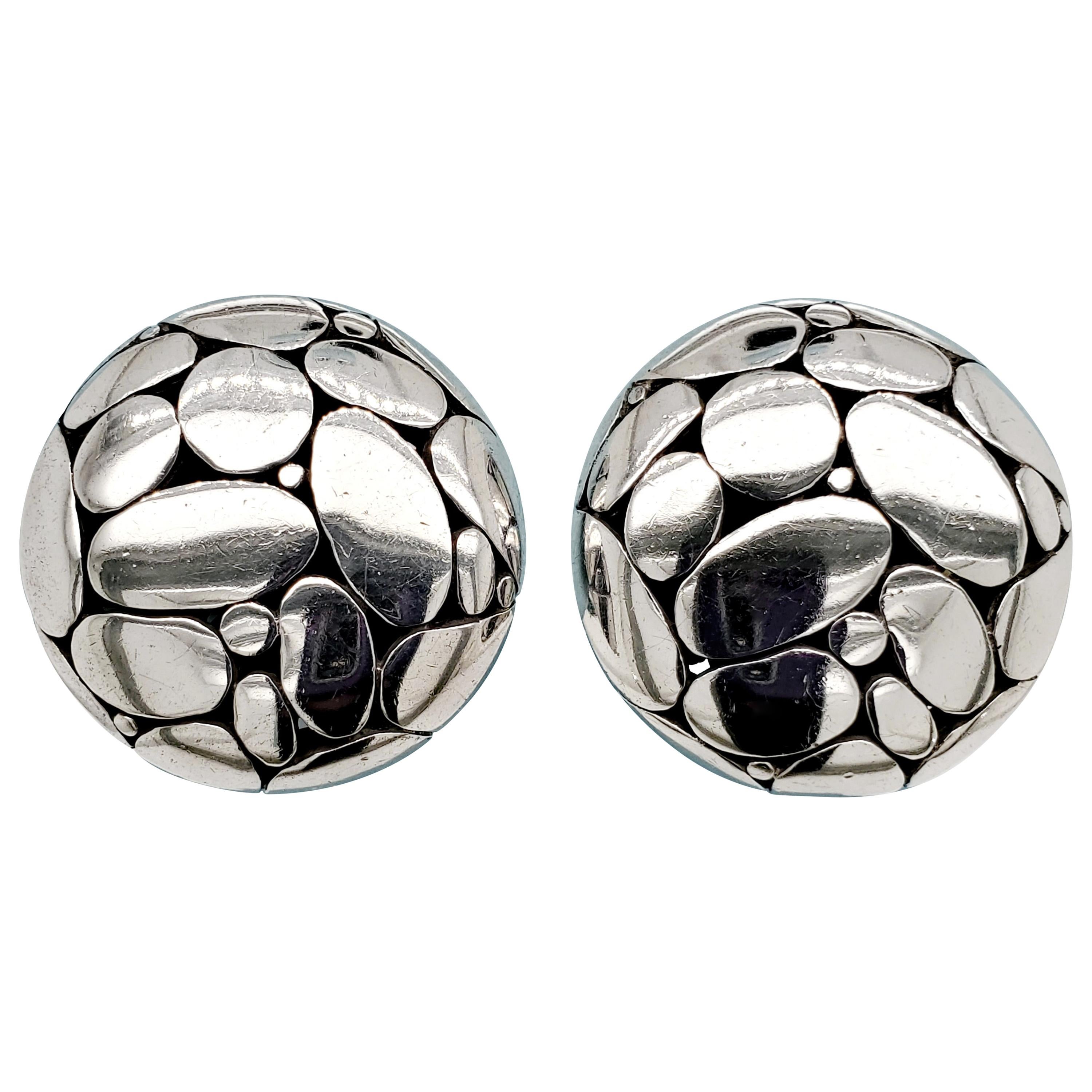 John Hardy Kali Button Sterling Silver Clip Earrings