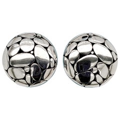 John Hardy Kali Button Sterling Silver Clip Earrings