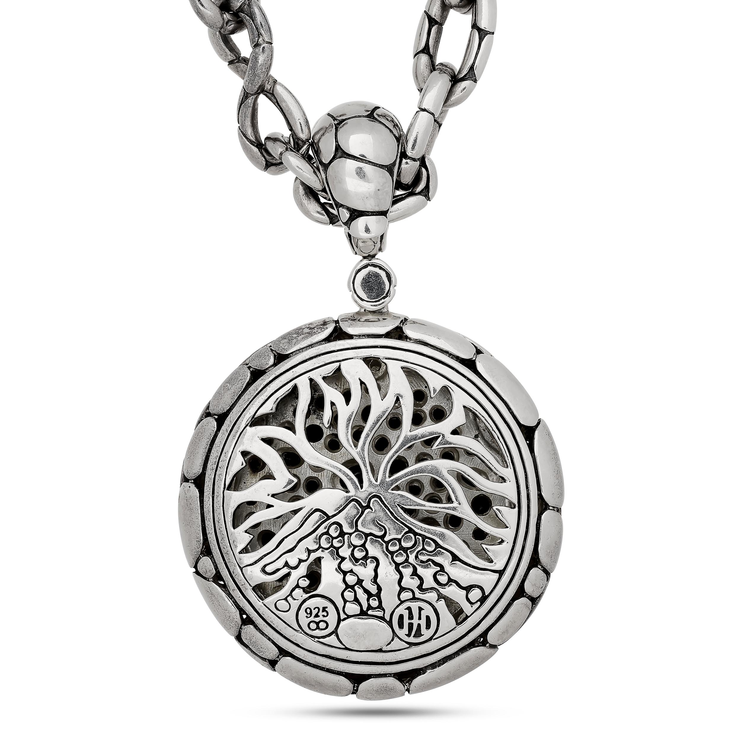 John Hardy Kali Lava Sterling Silber schwarzer Saphir Pave Anhänger auf 17