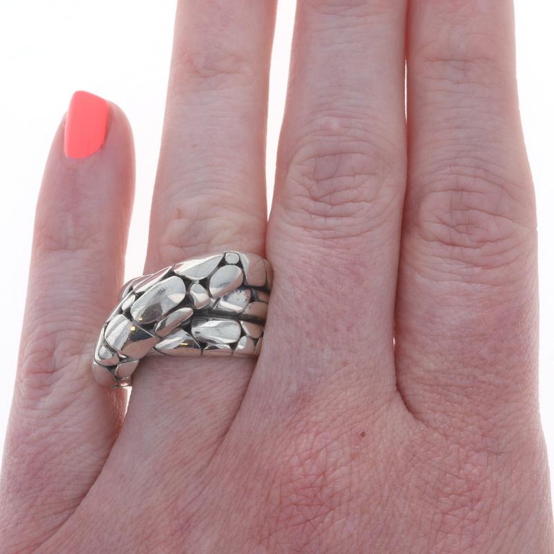 John Hardy Kali Twist Band - Sterling Silber 925 Crossover Aussage Ring SZ 7 im Zustand „Hervorragend“ im Angebot in Greensboro, NC