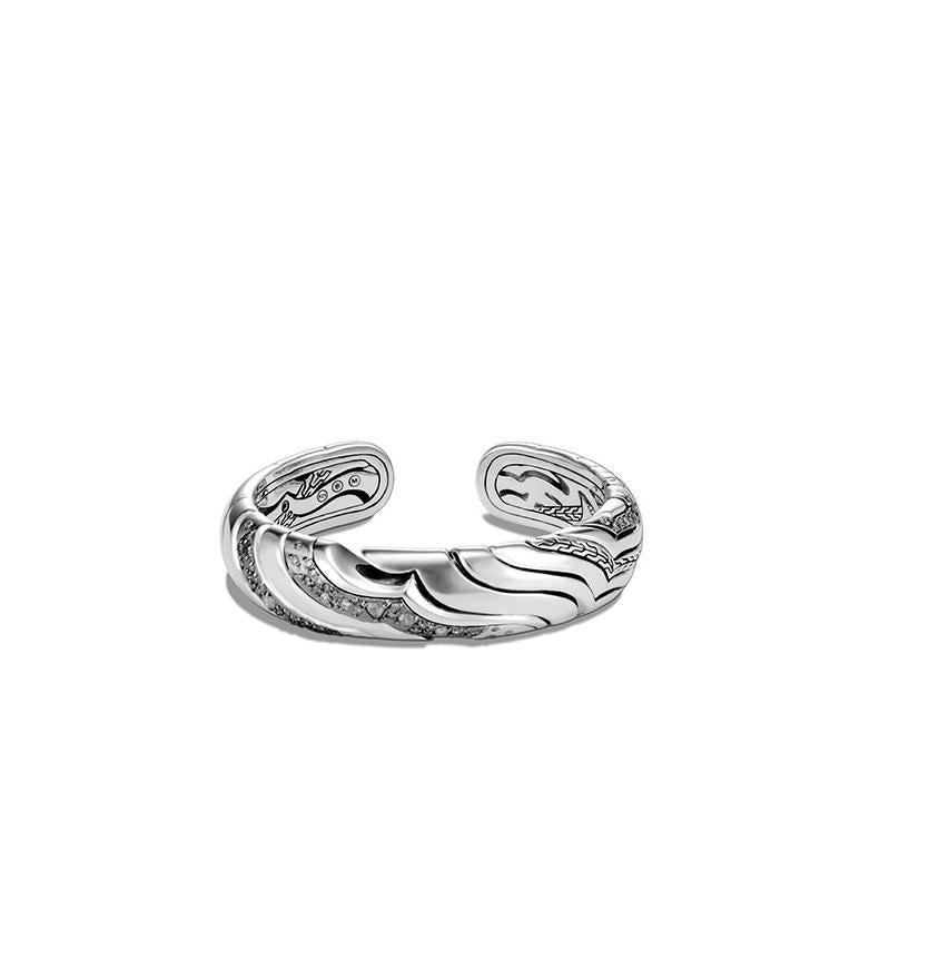 John Hardy Lahar Kick Manschette aus Silber mit weißen Diamanten CBP440022MDIXM im Angebot 1