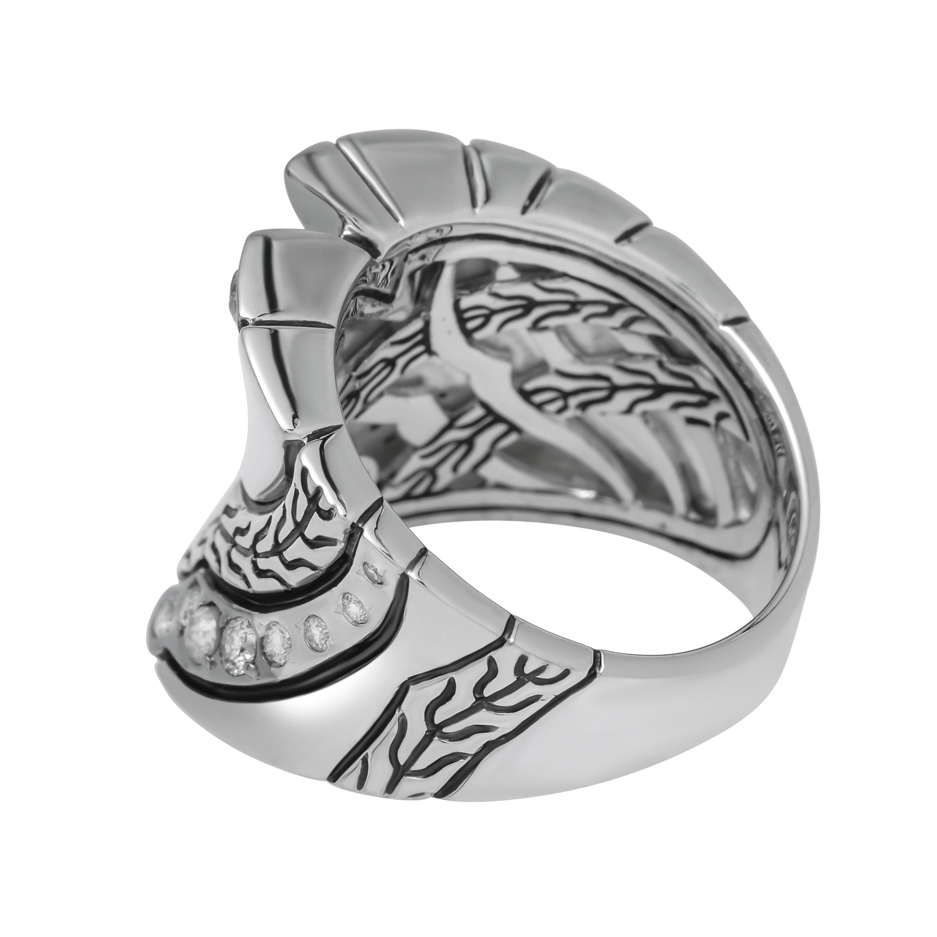 Contemporary John Hardy Lahar Sterling Silver Diamond Ring Sz 6
