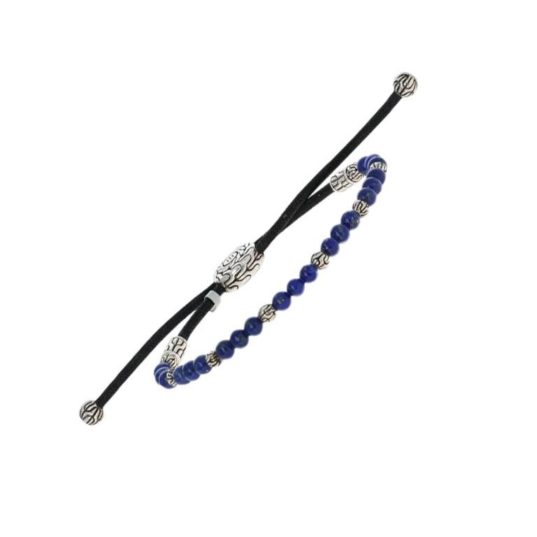 John Hardy Lapis Classic Chain Pull through Bracelet Sterling Men
s Adjustable