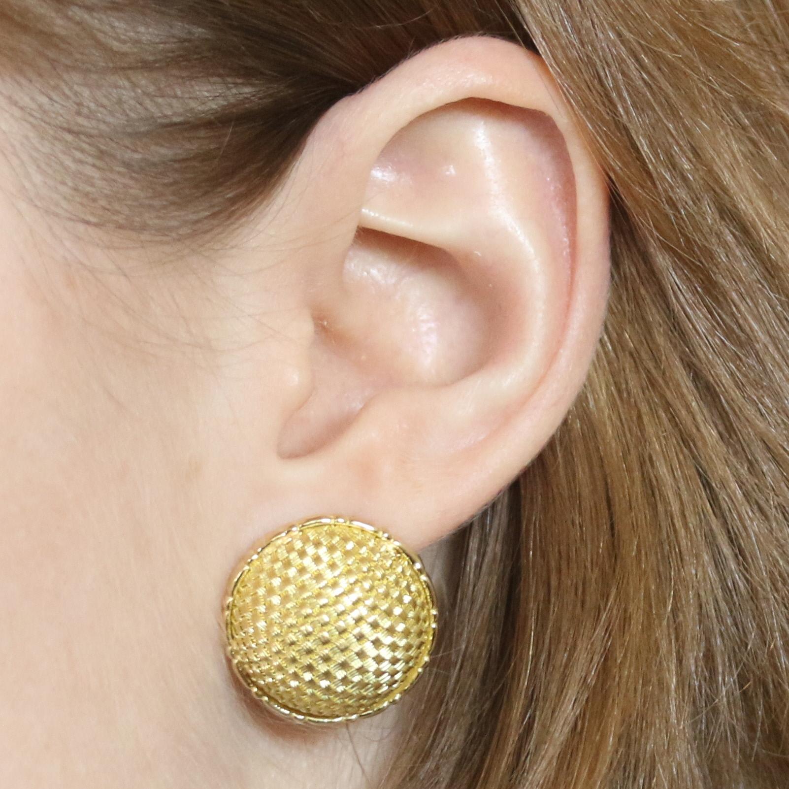 large gold button earrings