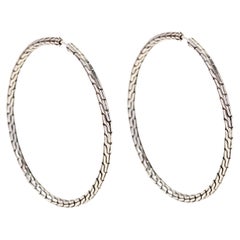 Vintage John Hardy Large Classic Chain Hoop Earrings, Sterling Silver Hoops