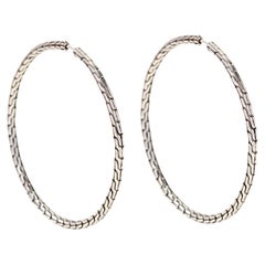 Retro John Hardy Large Classic Chain Hoop Earrings, Sterling Silver Hoops