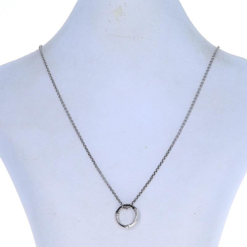Brand: John Hardy
Collection: Lava
Design: Bamboo

Metal Content: Sterling Silver

Stone Information
Natural Sapphires
Treatment: Heating
Cut: Round
Color: Black

Style: Circle
Chain Style: Rolo
Necklace Style: Chain
Fastening Type: Lobster Claw