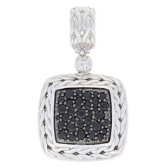 John Hardy Lava Sapphire Classic Chain Medium Square Enhancer Pendant Ster