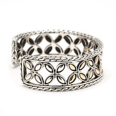 John Hardy Leaf Cuff Bracelet, Sterling Silver, 18k Yellow Gold, 6.25 Inches