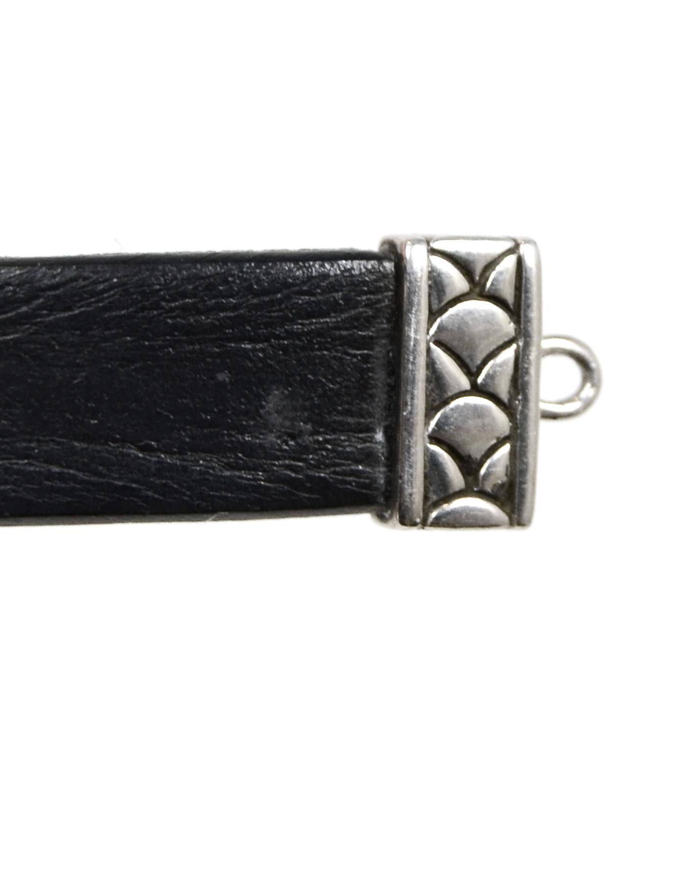 John Hardy Leather Bracelet w.  Sterling Silver Dragon  1