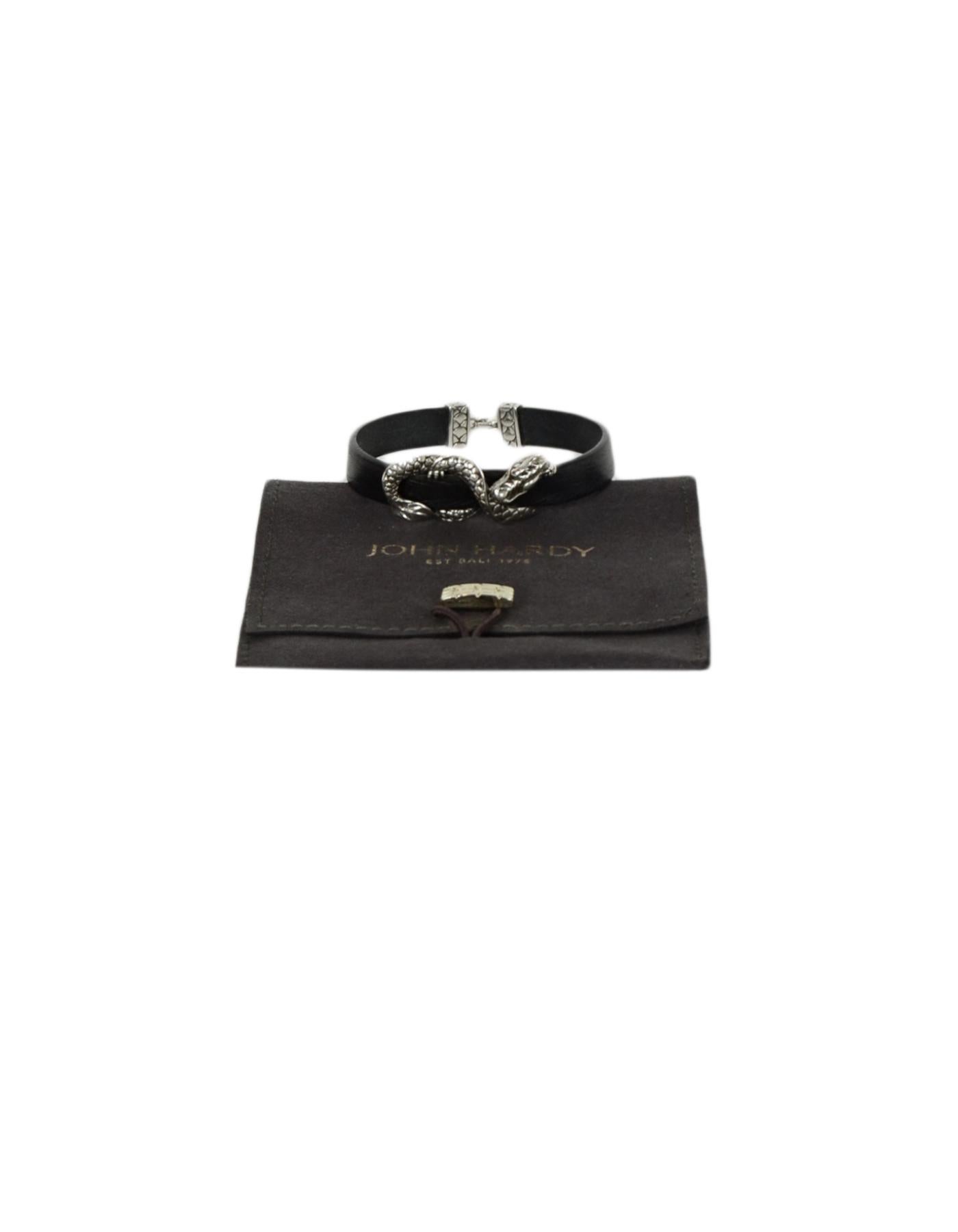 John Hardy Leather Bracelet w.  Sterling Silver Dragon  2
