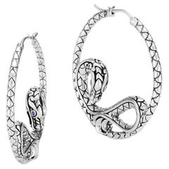 John Hardy Legend Naga Silver Dragon Hoop Earrings, EBS60254BSP