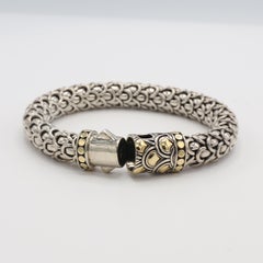John Hardy Legenda Naga Scale Sterling Silver & 18K Yellow Gold Bracelet