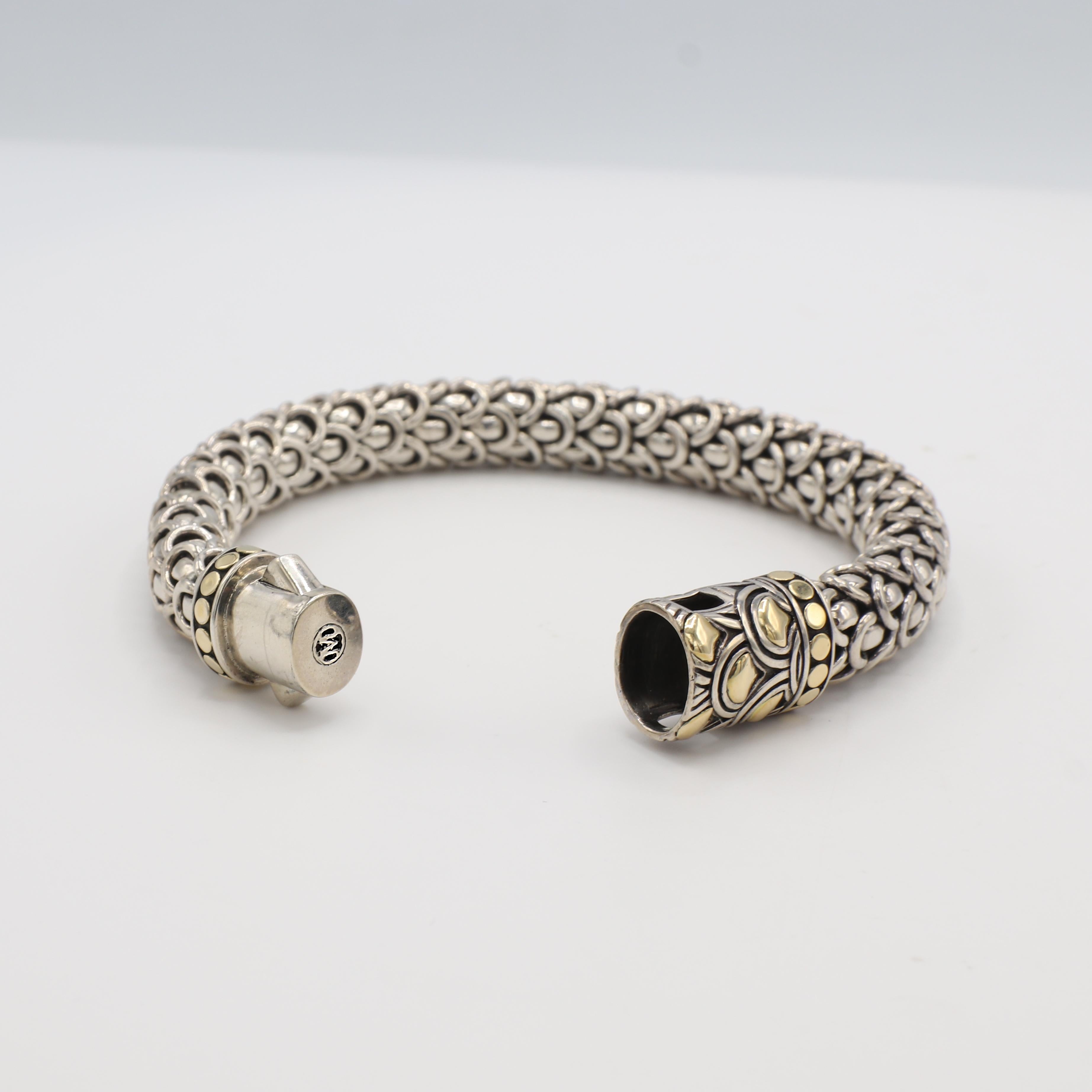 Modern John Hardy Legenda Naga Scale Sterling Silver & 18K Yellow Gold Bracelet