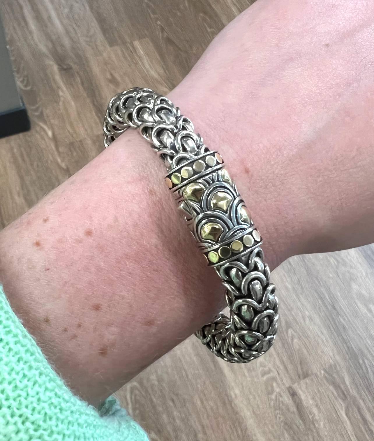 John Hardy Legenda Naga Scale Sterling Silver & 18K Yellow Gold Bracelet 1