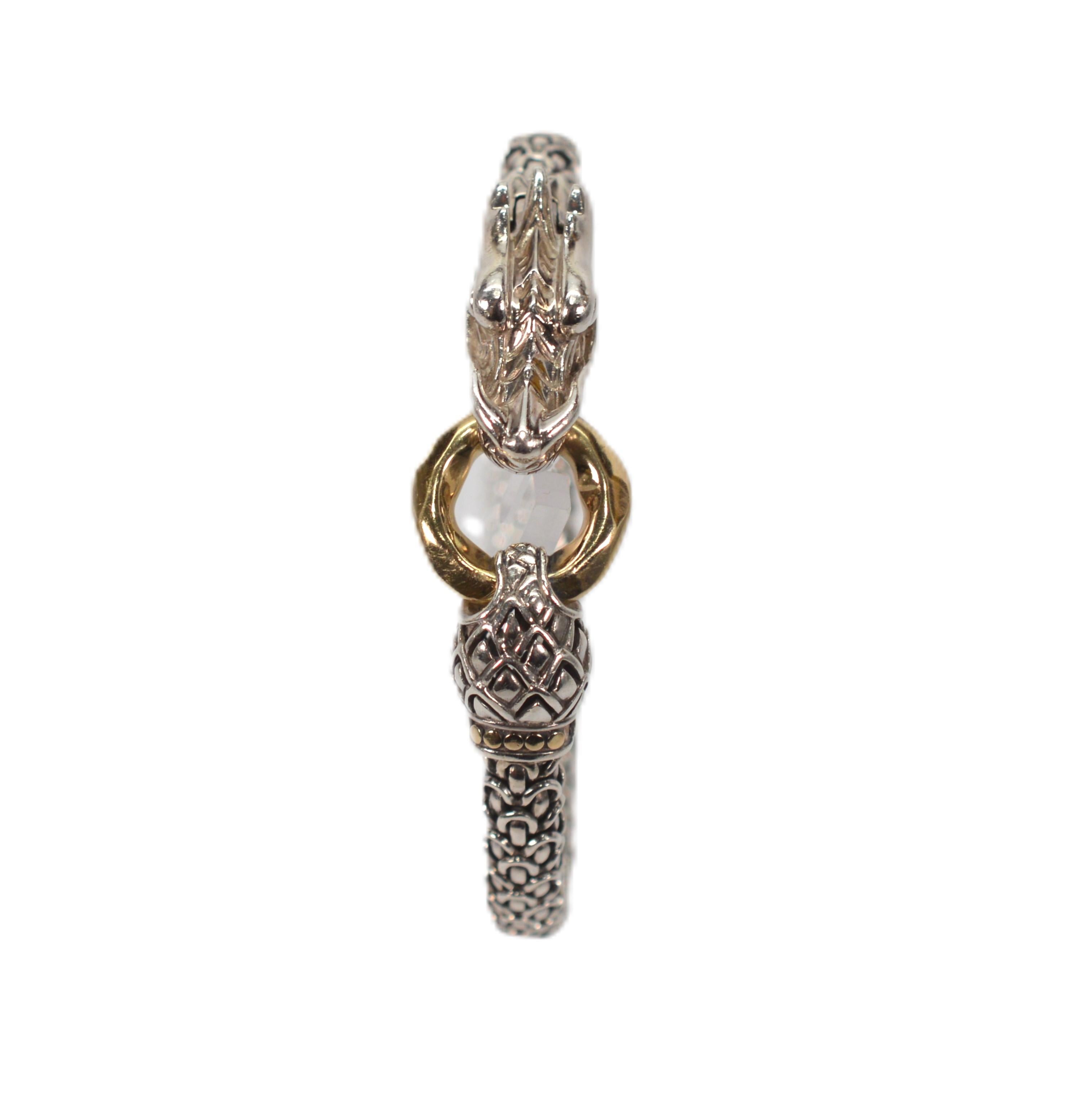 John Hardy Legends Collection Sterling Silver Dragon Bracelet w 18K Gold Accents In Excellent Condition In Mount Kisco, NY