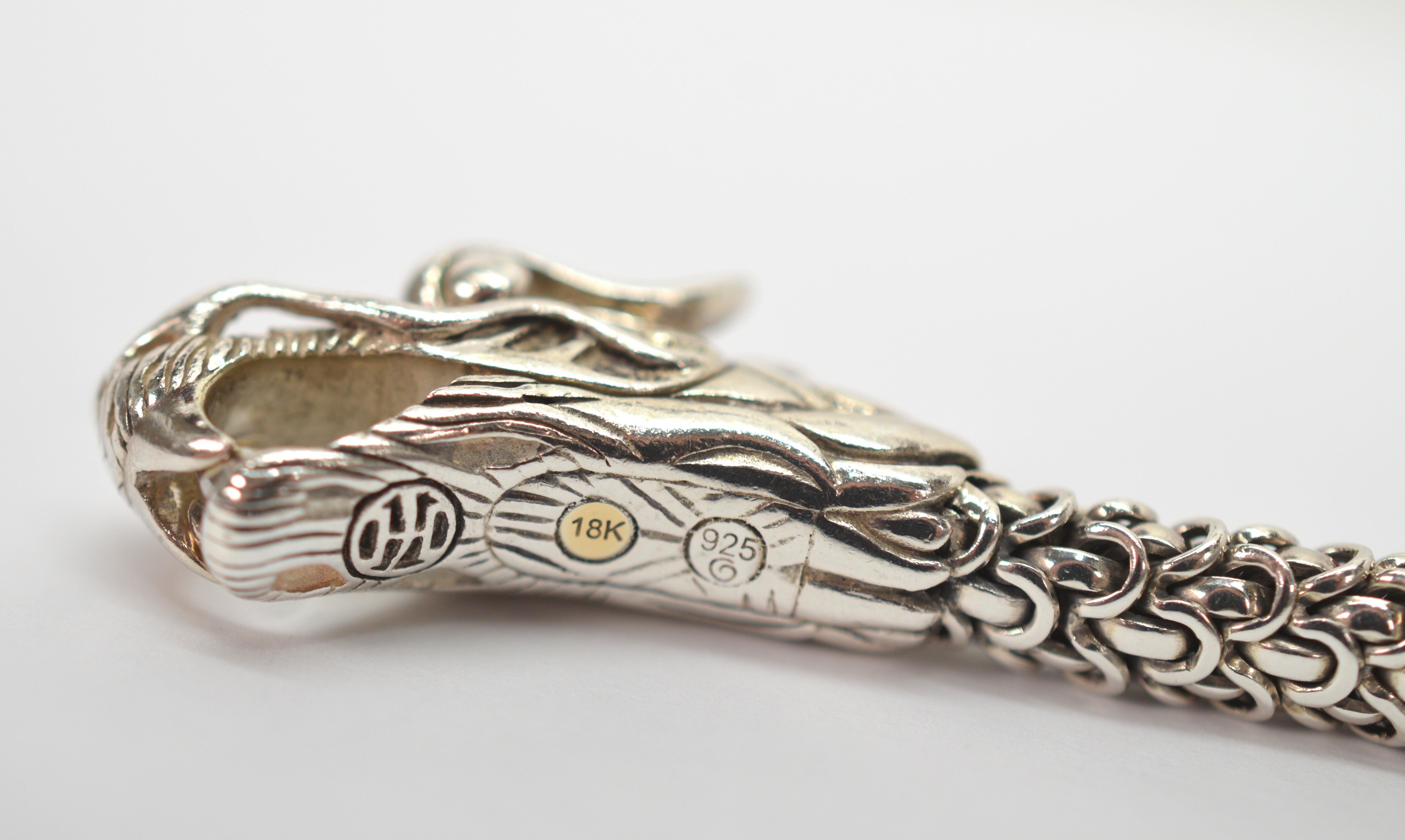 John Hardy Legends Collection Sterling Silver Dragon Bracelet w 18K Gold Accents 1