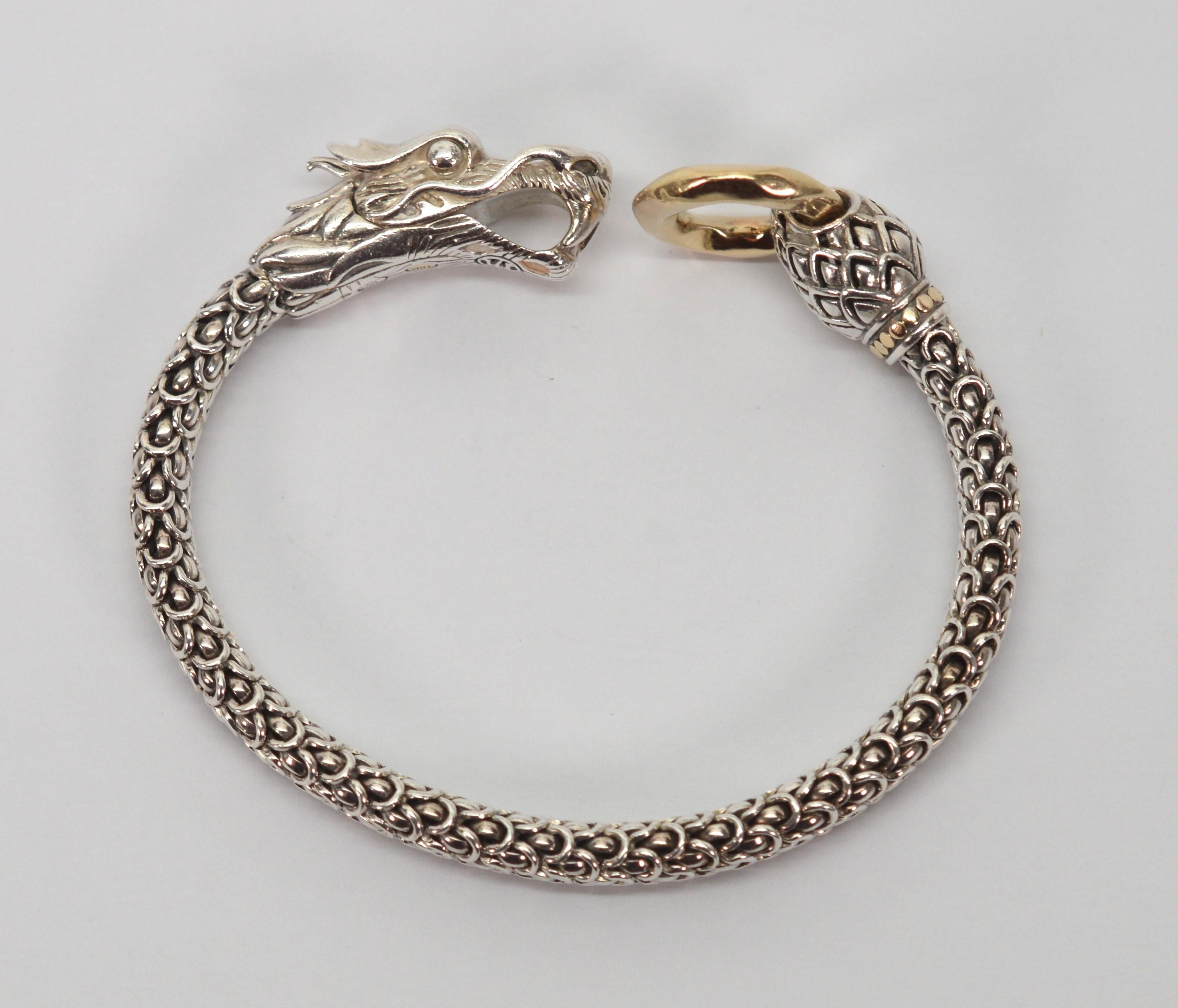 John Hardy Legends Collection Sterling Silver Dragon Bracelet w 18K Gold Accents 2