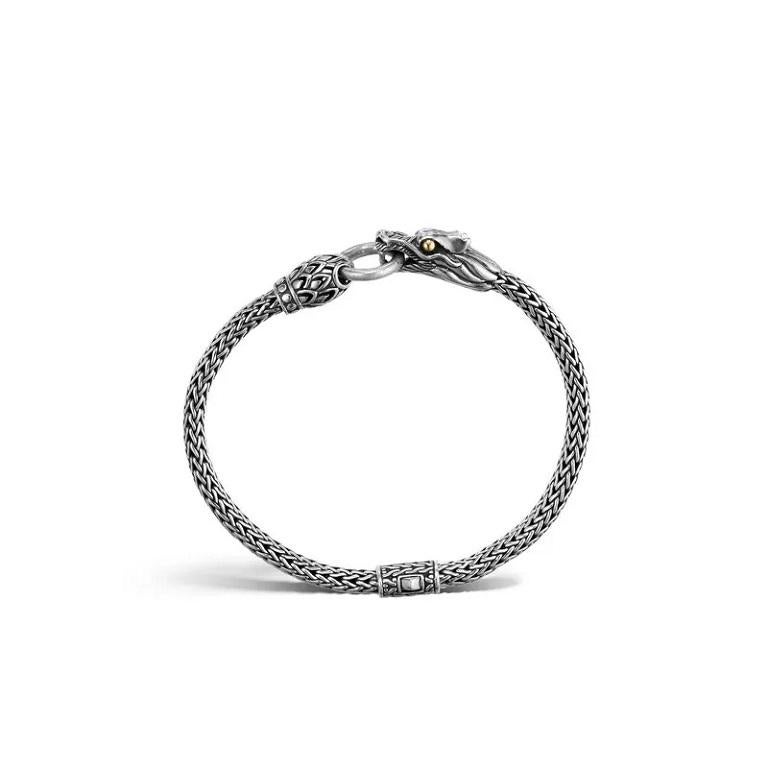 Made With Purpose -
Our jewelry is shaped by the rituals of Bali, the rituals of our craftsmanship, and the rituals of those who wear us.

Size: L
Name: Legends Naga 5MM Station Bracelet in Silver and 18K Gold
Stock Number: BZ65784XL
Department: