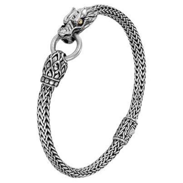 John Hardy Legends Naga 5mm Station Silver and 18k Gold Bracelet BZ65784XL For Sale at 1stDibs