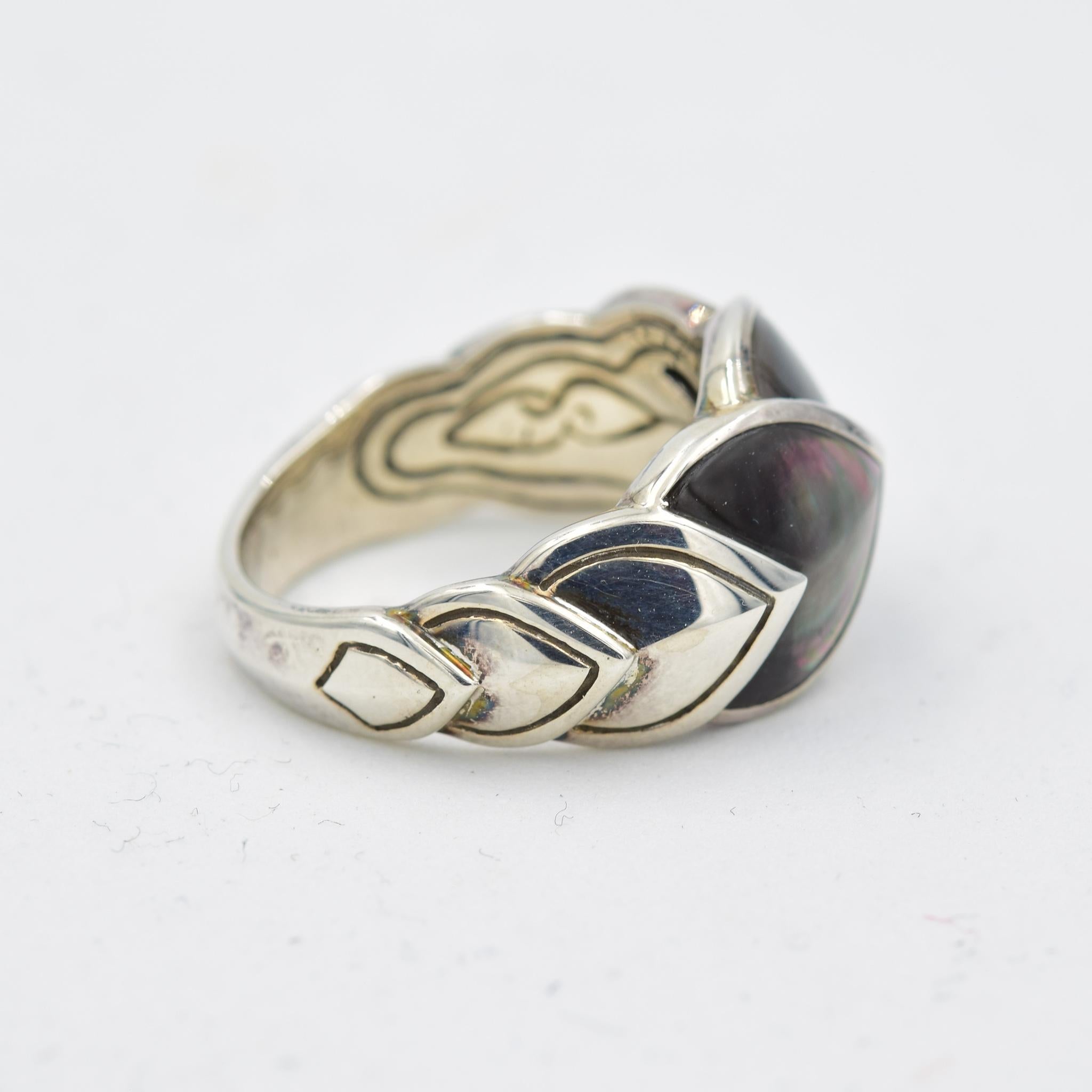 John Hardy Legends Naga Mother of Pearl Dragon Scale Ring, RBS66475GMOPX7 In New Condition In Carmel, IN