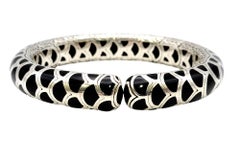 John Hardy Legends Naga Sterling Silver and Black Enamel Flexible Cuff Bracelet