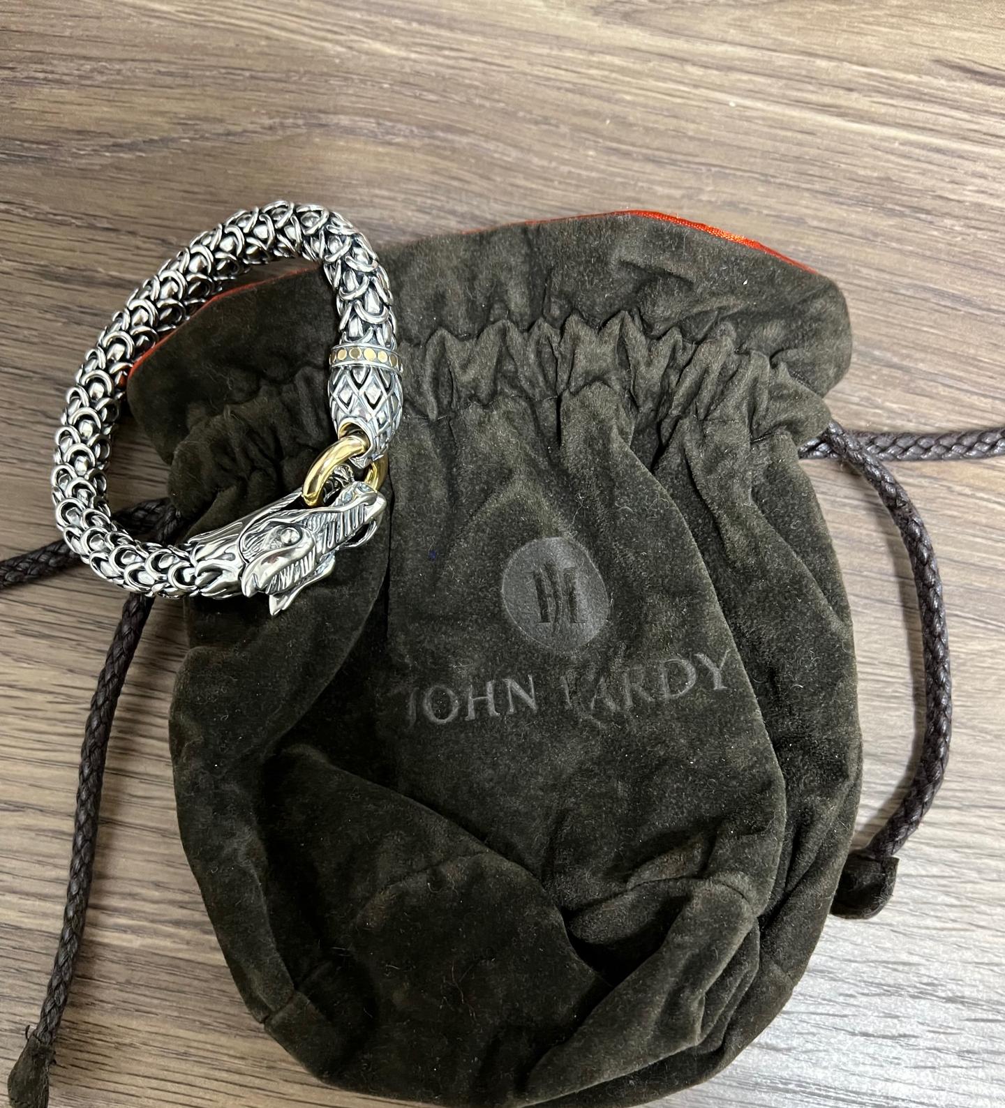 John Hardy Legends Naga Sterling Silver & Gold Dragon Bracelet 7