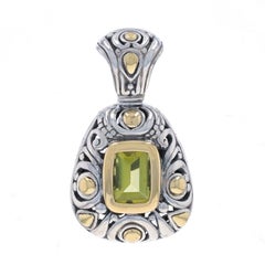 John Hardy Lemon Quartz Pendant Sterling 925 Yellow Gold 18k Rect Buff Top Step