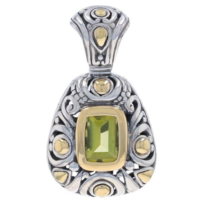 John Hardy Zitronenquarz-Anhänger Sterling 925 Gelbgold 18k Rechteckiger Buff Top Step