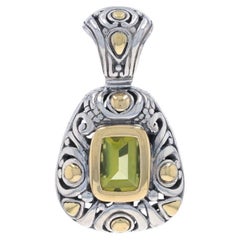 John Hardy Lemon Quartz Pendant Sterling 925 Yellow Gold 18k Rect Buff Top Step