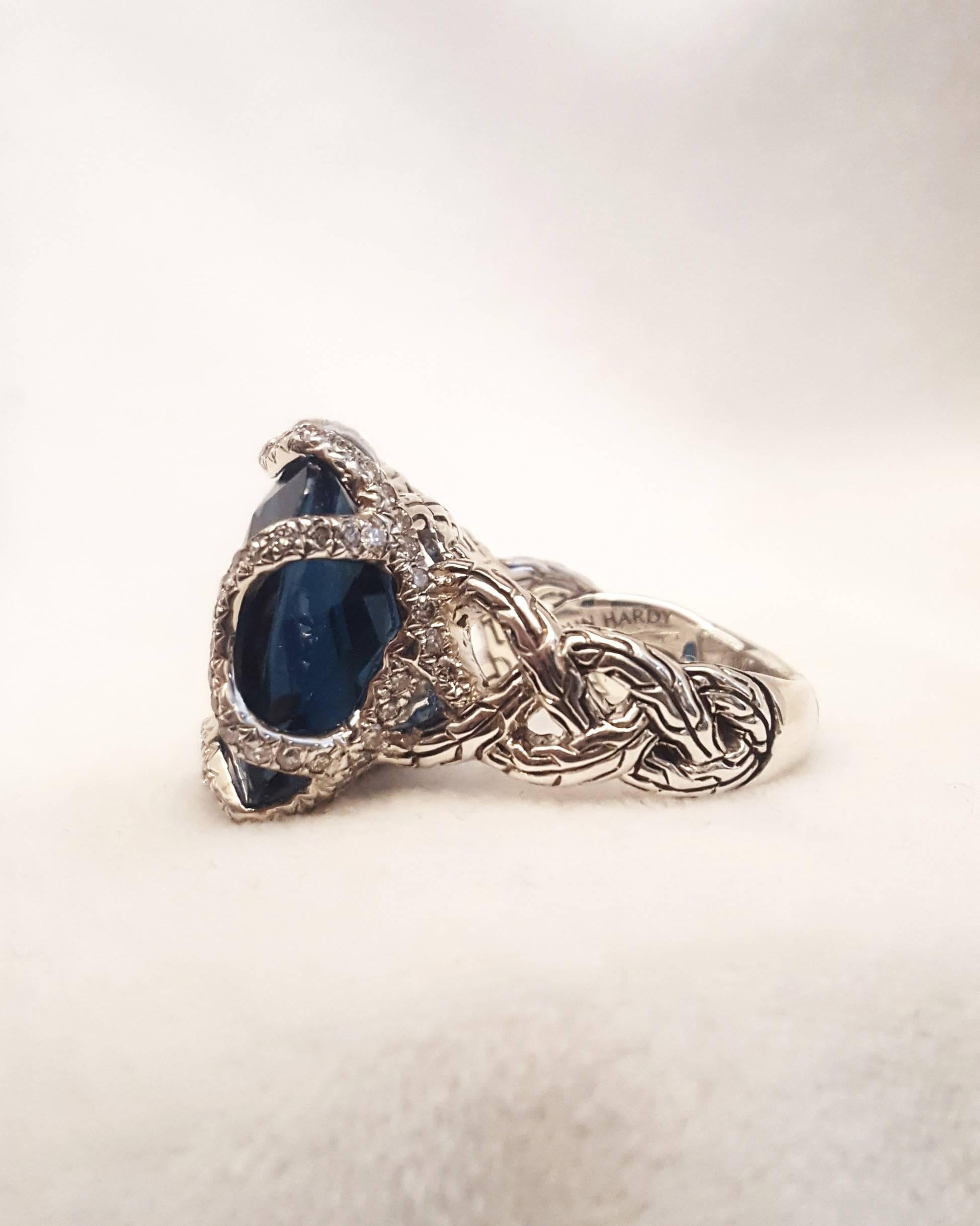 Modern John Hardy London Blue Topaz and Diamond Ring