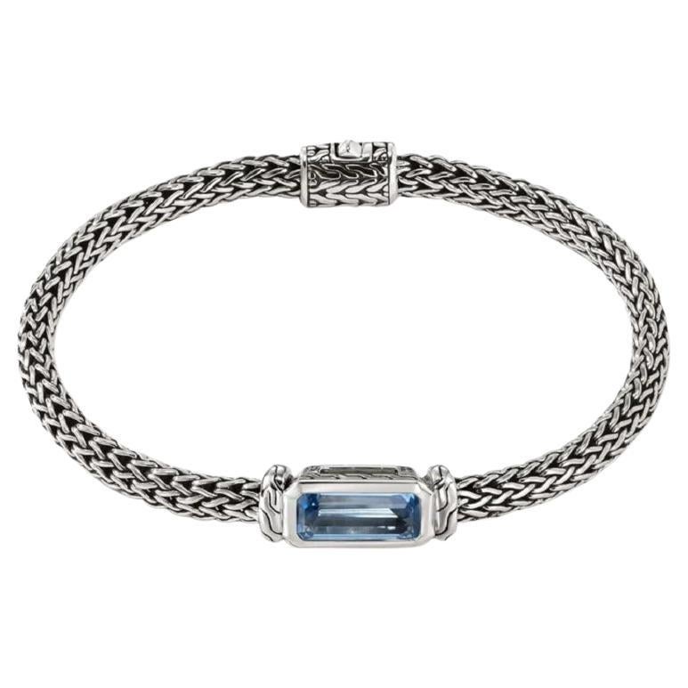 John Hardy London Blue Topaz Chain Sterling Silver Bracelet BUS9009691LTXUM For Sale