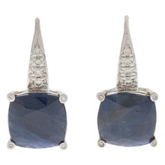 John Hardy Magic Cut Sapphire and Diamond Earrings Sterling Classic Chain