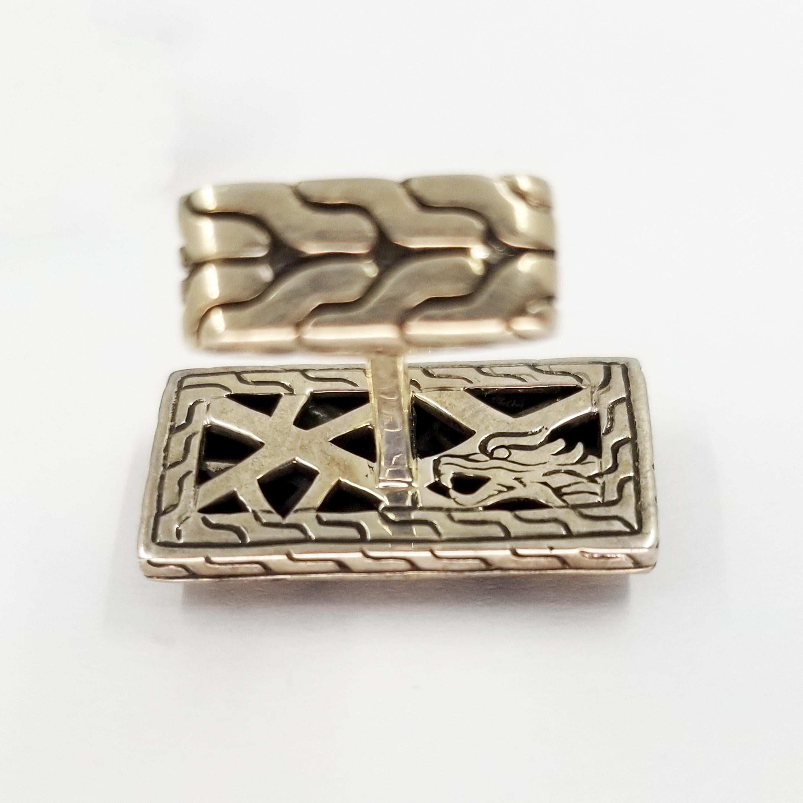 John Hardy Men's Classic Chain Black Sapphire Cufflinks In New Condition In Coral Gables, FL