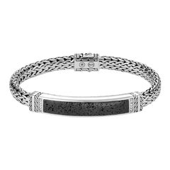 John Hardy Men's Classic Chain Silver Diamond Bracelet BMS9995442VODIXM