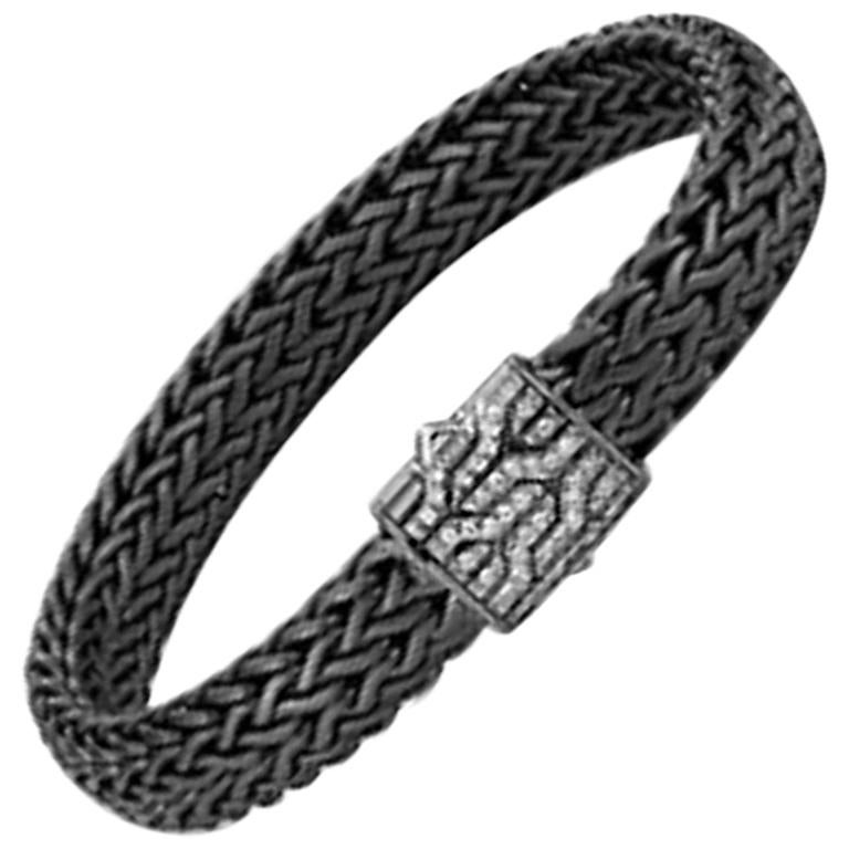 John Hardy Men's Classic Chain Bracelet with Diamonds BMP997952MBRDDIX For Sale at 1stDibs