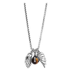John Hardy Men's Eagle Charm Necklace with Tiger Eye NBS933261TEX26
